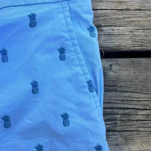 Men 34‎ Waist Light Blue Pineapple Printed Stretch Shorts With Pockets - Picture 6 of 8
